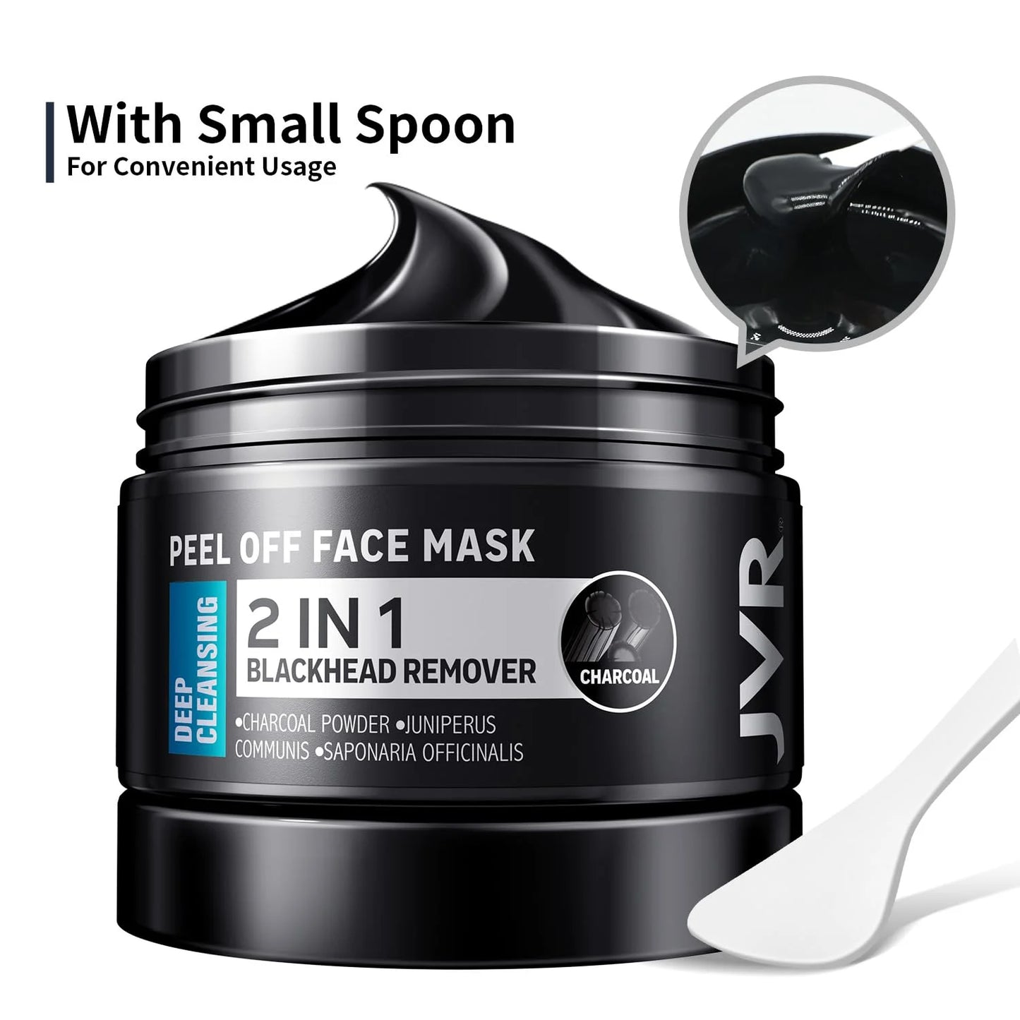 2-in-1 Blackhead Remover Peel-Off Mask for Men - Deep Cleansing Facial Mask with Small Spoon, 8.46 Oz